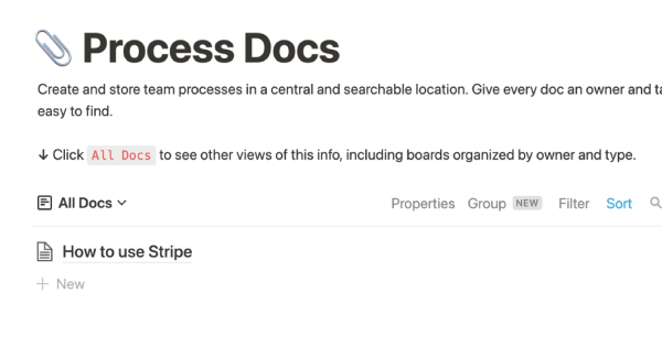 Process Docs: Free Notion template for organizing team processes