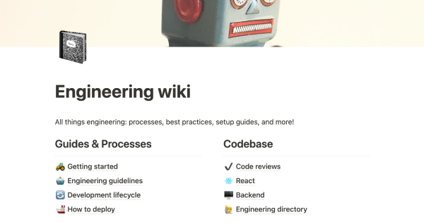Free Engineering Wiki Notion template by Notion