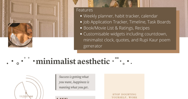Minimalist aesthetic dashboard