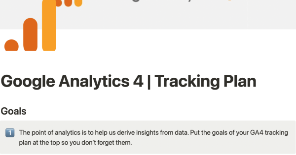 Google Analytics 4 tracking plan