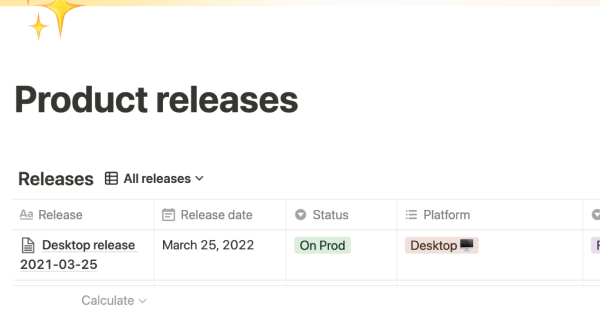Notion's Product Release Template: An Official Notion Template
