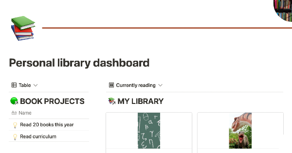 Personal library dashboard