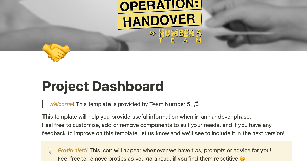 Project Dashboard: Notion Template by Team Number 5