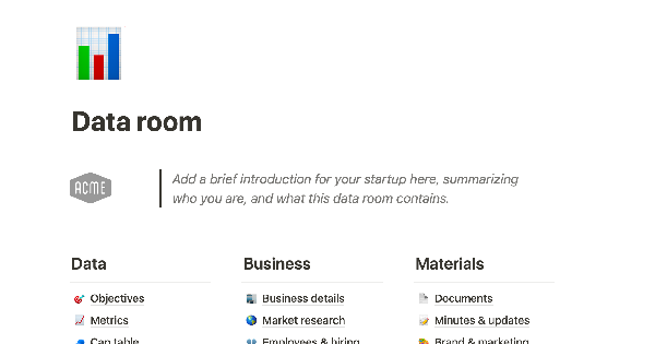 Notion's Data Room Template: Securely Share Critical Information
