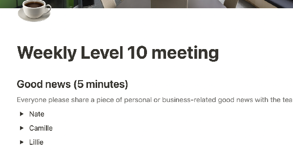 Achieve Your Goals with the Notion Weekly Level 10 Meeting Template