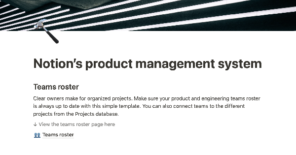Notion's Product management system Notion template