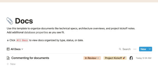 Free Engineering Docs Notion template by Notion