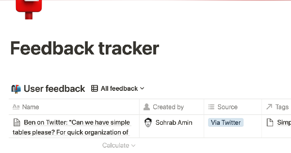 Track Feedback with Notion's Free Template