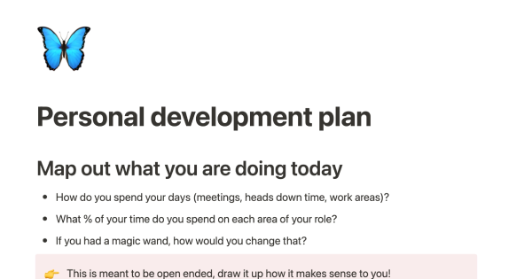 Personal Development Plan: Free Notion template for achieving your goals