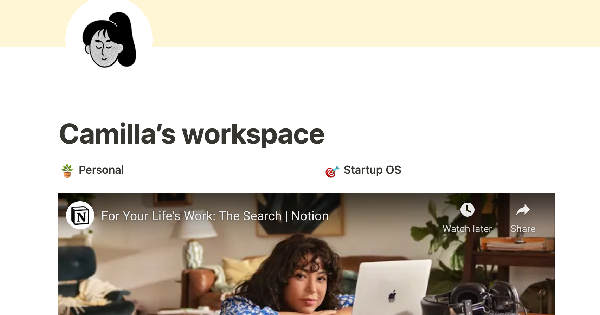 Notion's Camilla's Workspace Template: Organize Your Workspace Like a Pro
