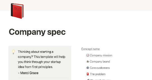 Merci Grace's company spec