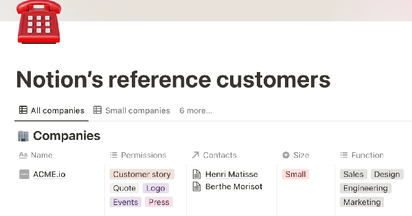 Notion's reference customers