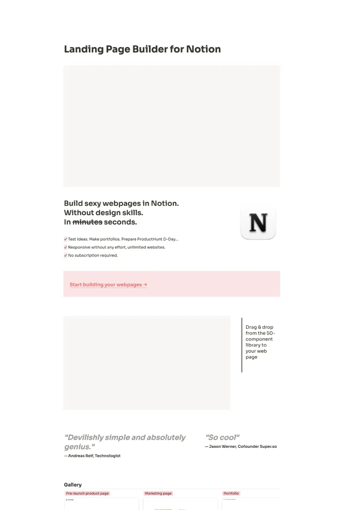 Notion Landing Page Builder