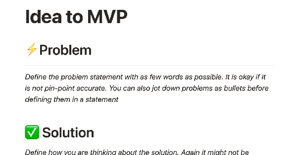 Bring Your Ideas to Life with the Idea to MVP Notion Template by Utkarsh Bhimte