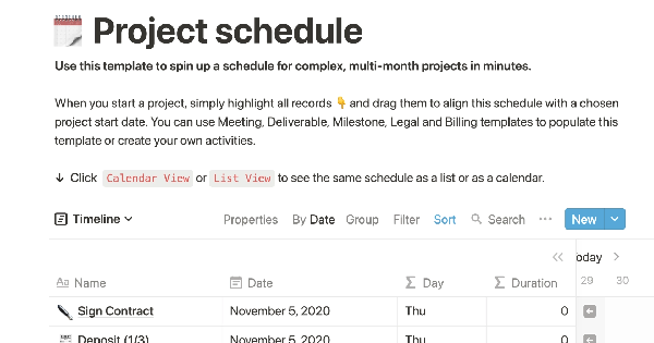 Project schedule