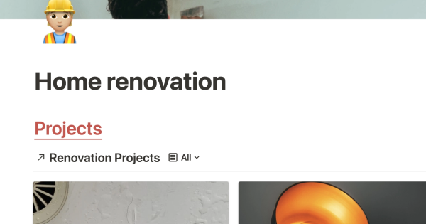 Home Renovation Planner: Free Notion Template from Time Jeffries