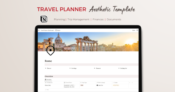 Aesthetic travel planner