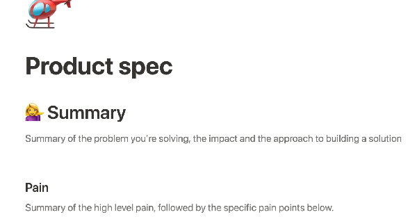 Product spec