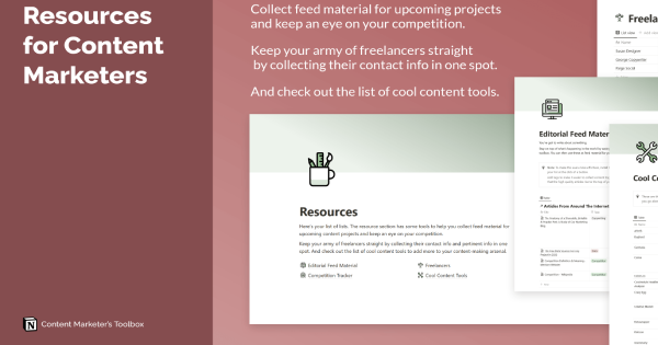 Toby Graham's Content Marketer Toolbox Notion Template