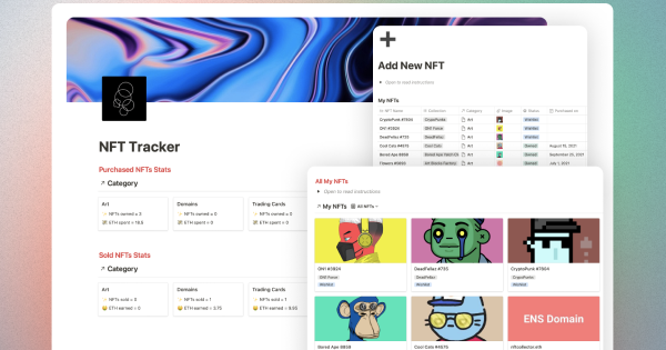 NFT tracker template by Kavisha on Notion
