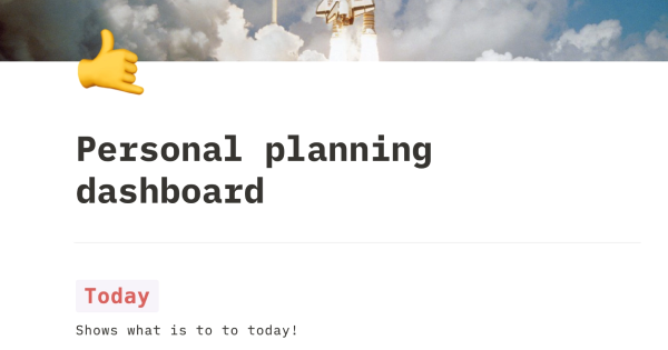 Personal planning dashboard