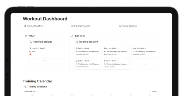 Advanced workout planner