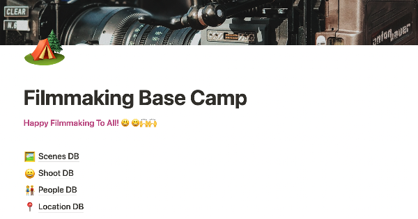 Filmmaking basecamp