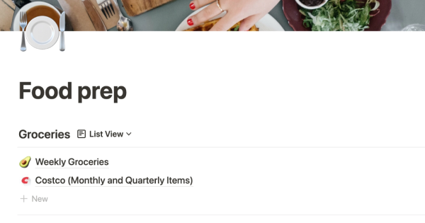 Food prep database by Sam Judd: Notion template