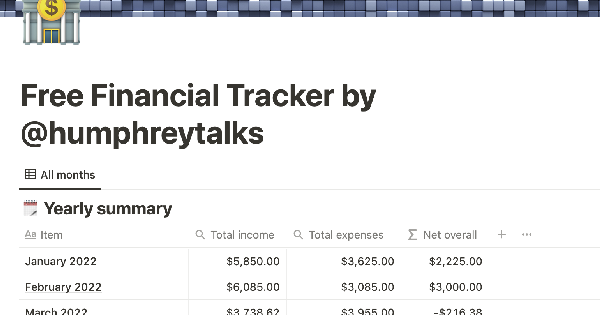 Yang's financial tracker