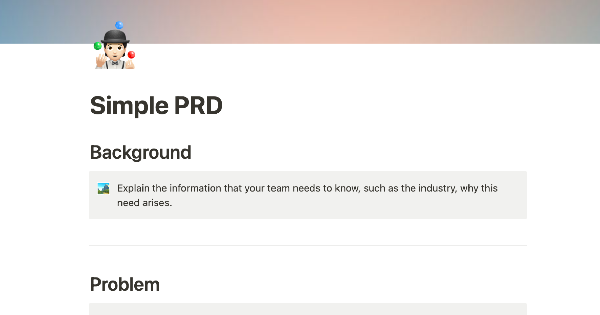 Simple PRD: Notion Template by Mohammad Shafeeha