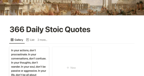 Philipp Stelzel's Stoic Daily Quotes Notion Template: Find Wisdom and Inspiration for Your Daily Life