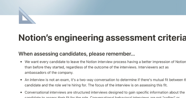 Engineering assessment criteria