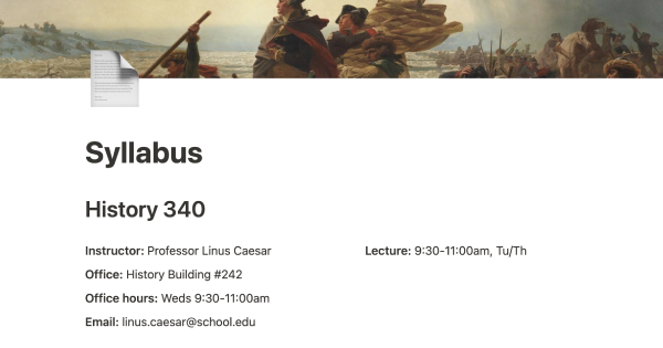 Notion's School Syllabus Notion template