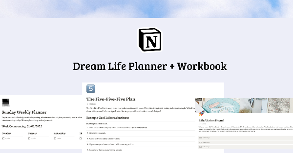 Dream life planner workbook