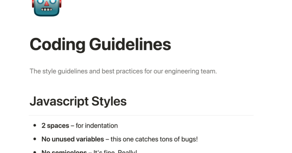 Engineering Coding Guidelines: Free Notion Template for Teams