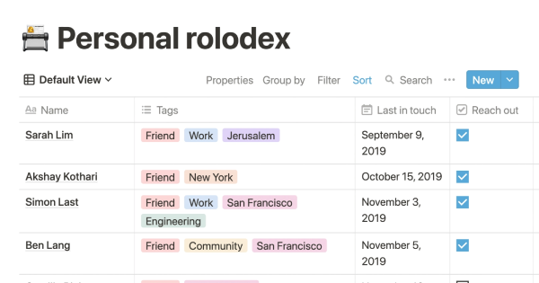 Personal Rolodex Notion Template by Notion
