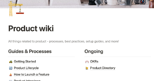 Notion's Product Wiki Template: Keep Your Team Informed