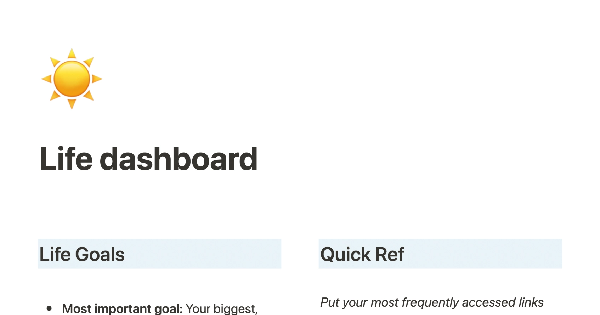 Life dashboard