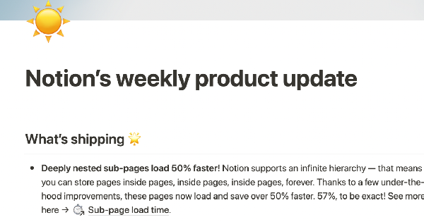 Notion's weekly product update