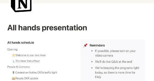 Notion's All-Hands Presentation Template: Engage Your Team