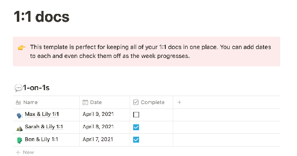 One-on-one Meeting Notes - Free Notion Template for Managers