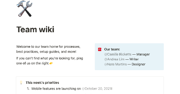 Notion's Team Wiki Template: Centralize Your Team's Knowledge