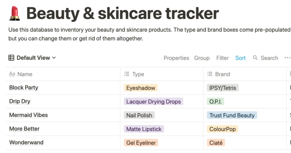 Beauty & skincare tracker